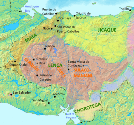 Settlements of and groups 16th century Honduras-Higueras