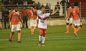 Spanish striker Juan Quero Barraso with DSK Shivajians during an I-League match against Sporting Clube de Goa, photographed on March 6, 2016