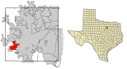 Location of Benbrook in Tarrant County, Texas