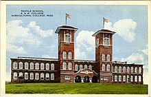 Postcard. Textile Building of Mississippi State University, Starkville