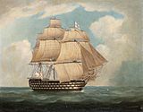 Thomas Buttersworth - H.M.S. 'Victory' in full sail and in a squall (1)