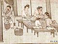 Weighing and sorting the cocoons (Sericulture by Liang Kai, 1200s)