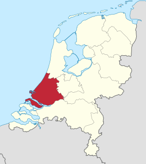 Location of South Holland in the Netherlands