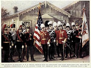 "THE ANCIENTS IN ENGLAND"—The Ancient and Honorable Artillery Company of Massachusetts with Prince Arthur, Duke of Connaught in 1896