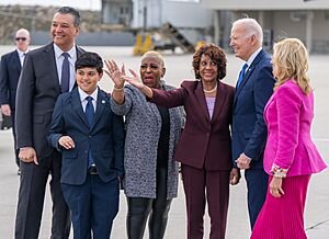 Alex Padilla, Maxine Waters, Joe & Jill Biden 2024 (53531228801) (cropped)