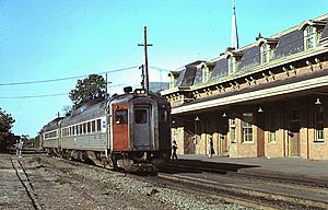 Amtrak RDCs at Wallingford station, May 1980
