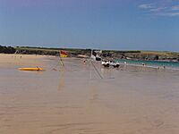 Beach lifeguards and swimming-surfing areas at Harlyn Bay - geograph.org.uk - 54690