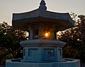 Bulguksa sunset through fountain