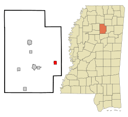 Location of Vardaman, Mississippi
