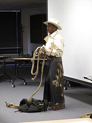 Charles Sampson in full bull riding gear (6777625622)