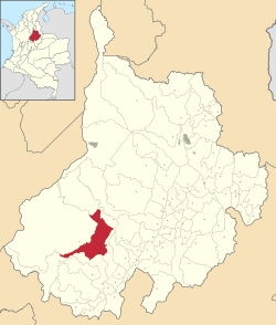 Location of the municipality and town of Landázuri in the Santander Department of Colombia