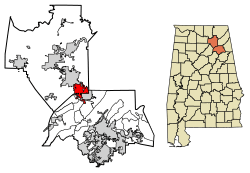 Location in Etowah and Marshall counties, Alabama