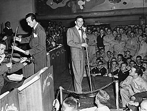 Frank Sinatra and Harry James at the Hollywood Canteen, 1943