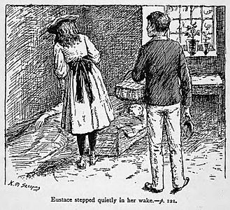 Illustrations by K. M. Skeaping for the Holiday Prize by E. D. Adams-pg-121-Eustace stepped quietly in her wake