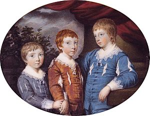 James George, 3rd Earl of Courtown (1765-1835) and his brothers Edward (1766-1837) and Robert Stopford (1768-1847), by Samuel Shelley