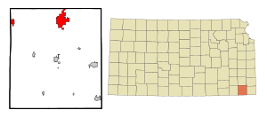 Location within Labette County and Kansas
