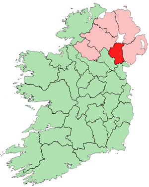 Location of County Armagh on island of Ireland