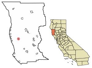 Location of Comptche in Mendocino County, California