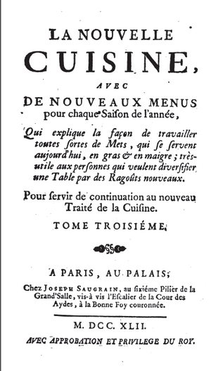 Menon, La nouvelle cuisine, 1742 -- cover page