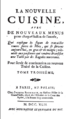 Menon, La nouvelle cuisine, 1742 -- cover page