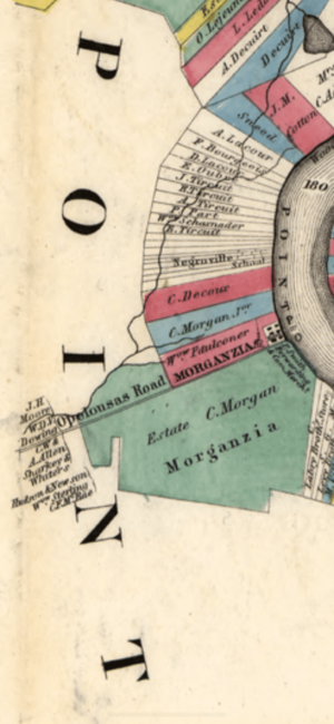 Morganzia on Norman's chart of the lower Mississippi River in 1858