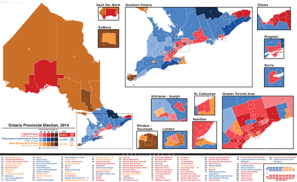 Ontario Provincial Election 2014 Riding Results Map.svg