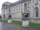 Pair of Obelisk Lamp Stands to SE of Law Courts