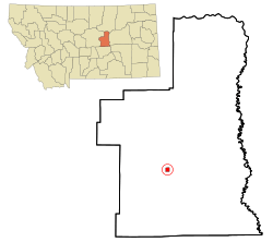 Location of Winnett, Montana