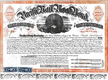 San Francisco Pacific Railroad Bond WPRR 1865