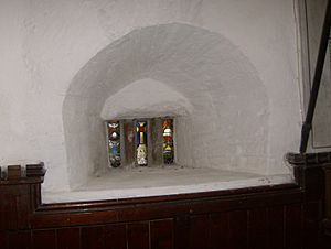Squint or Leper window at St. Martin's Church Liskeard, Cornwall, England.