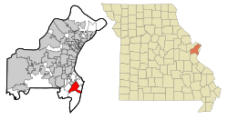 Location of Mehlville, Missouri