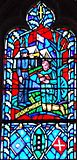 Stonewall Jackson with the flag of the Confederate States in art in a stained glass window of the Washington National Cathedral detail, from- Stonewall Jackson Stain Glass (cropped)