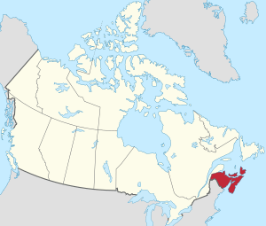 The Maritime provinces (red) within the rest of Canada