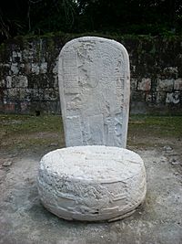 Tikal Group Q Stela 22 + Altar 10 replicas.jpg
