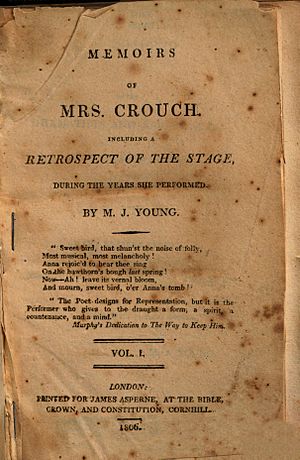 Title page of Youngs Memoir of Mrs Crouch 1806