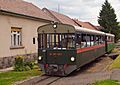 Toby, the new M 06-401 railcar on the streets of Szokolya village