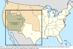 Map of the change to the United States in central North America on March 12, 1849