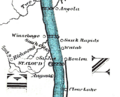 Winnebago (now Sartell) on the 1866 Mississippi river ribbon map