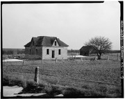 AN INTACT SHINGLED HOUSE WITH A POST ROCK FENCING IN A PRAIRIE SCENE LOCATED IN THE SOUTH EDGE OF LIEBENTHAL. - Town of Liebenthal, Liebenthal, Rush County, KS HABS KANS,83-LIEB,1-5