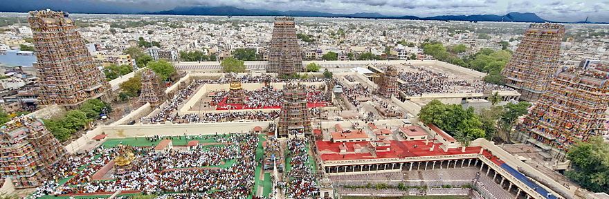 An aerial view of the Meenakshi Temple