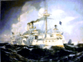 Battleship Maine litho