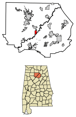 Location of Garden City in Cullman County and Blount County, Alabama.