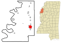 Location of Cleveland, Mississippi