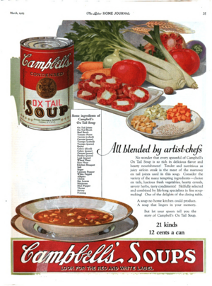 Campbell ox tail soup ad