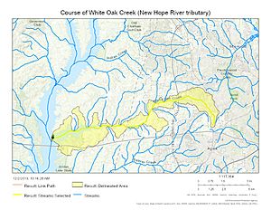 Course of White Oak Creek (New Hope River tributary)