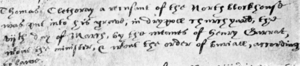 Entry of the burial of Thomas Cletherow, 1603