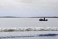 Fishermen on Saco Bay near Old Orchard Beach, York County, Maine