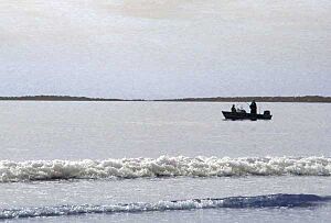 Fishermen on Saco Bay near Old Orchard Beach, York County, Maine