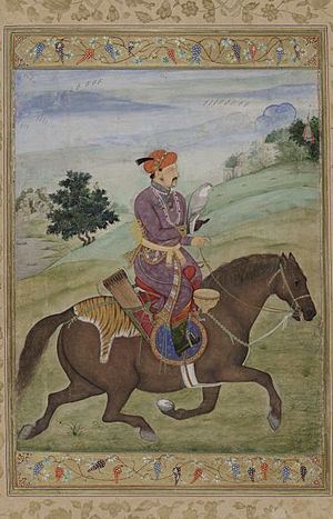 Jahangir hunting with a falcon.