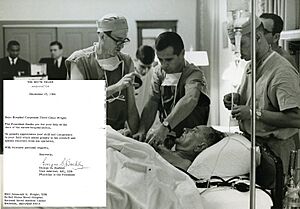 Jeremiah Wright as a Marine Medic Tending to Pres Lyndon Johnson